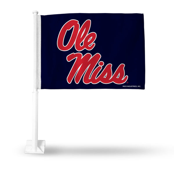 Wholesale Ole Miss Navy Blue With Red Script Car Flag