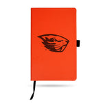 Wholesale Oregon State Team Color Laser Engraved Notepad W/ Elastic Band - Orange
