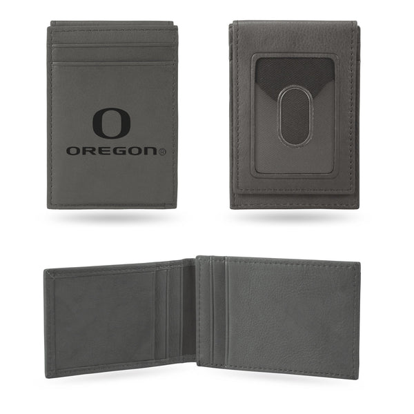 Wholesale Oregon University Laser Engraved Gray Front Pocket Wallet