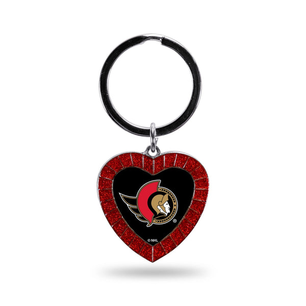 Wholesale Ottawa Senators Colored Rhinestone Heart Keychain - Red