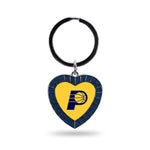 Wholesale Pacers Colored Rhinestone Heart Keychain - Navy