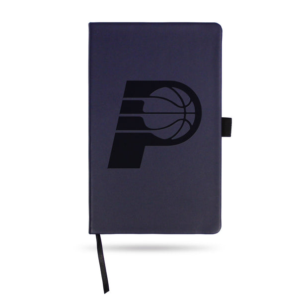 Wholesale Pacers Team Color Laser Engraved Notepad W/ Elastic Band - Navy