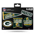 Wholesale Packers 4 Time Super Bowl Champs 5-Pc Decal Sheet