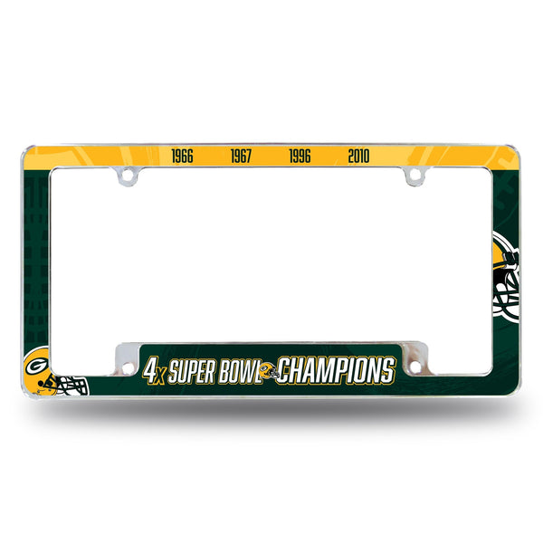 Wholesale Packers 4 Time Super Bowl Champs All Over Chrome Frame