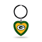 Wholesale Packers Green Rhinestone Heart Keychain