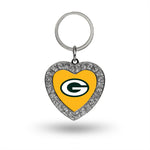 Wholesale Packers Rhinestone Heart Key Chain