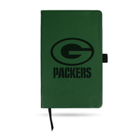 Wholesale Packers Team Color Laser Engraved Notepad W/ Elastic Band - Green