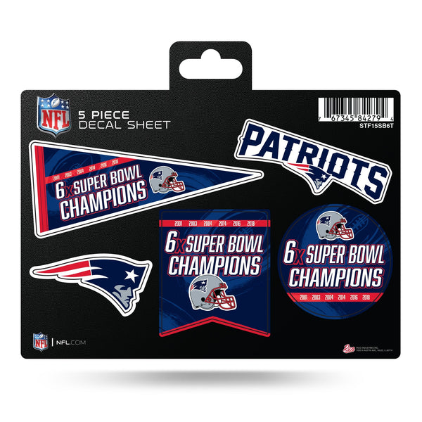Wholesale Patriots 6 Time Super Bowl Champs 5-Pc Decal Sheet