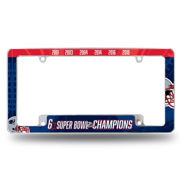 Wholesale Patriots 6 Time Super Bowl Champs All Over Chrome Frame