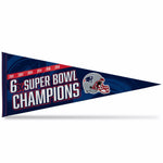 Wholesale Patriots 6 Time Super Bowl Champs Soft Felt Carded Pennant (12X30)