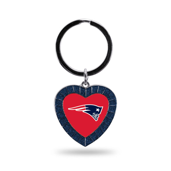 Wholesale Patriots Navy Rhinestone Heart Keychain