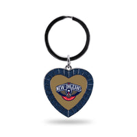 Wholesale Pelicans Colored Rhinestone Heart Keychain - Navy