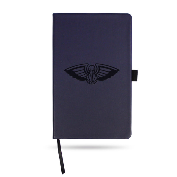 Wholesale Pelicans Team Color Laser Engraved Notepad W/ Elastic Band - Navy