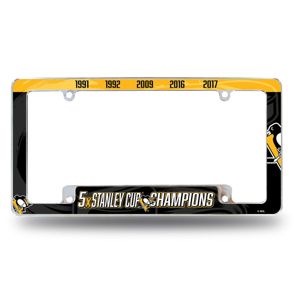 Wholesale Penguins : 5 Time Stanley Cup Champs All Over Chrome Frame