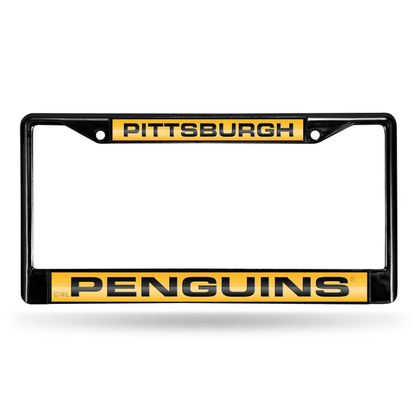 Wholesale Pittsburgh Penguins Black Laser Chrome 12 x 6 License Plate Frame