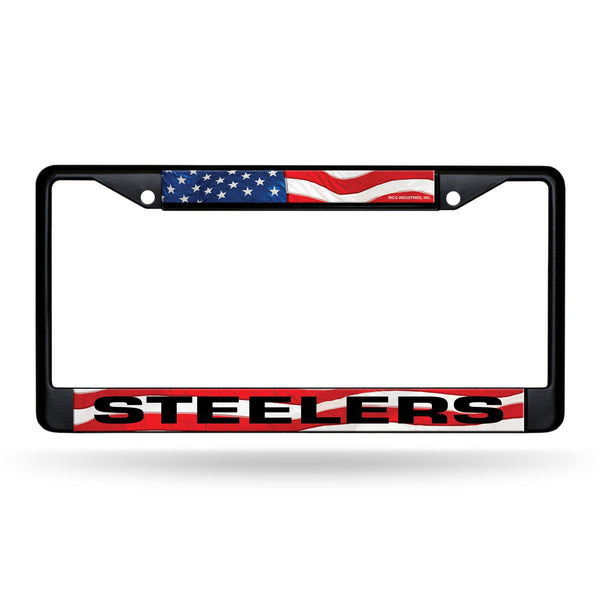 Wholesale Pittsburgh Steelers Black Chrome Frame W/ Printed Inserts - American Flag Themed