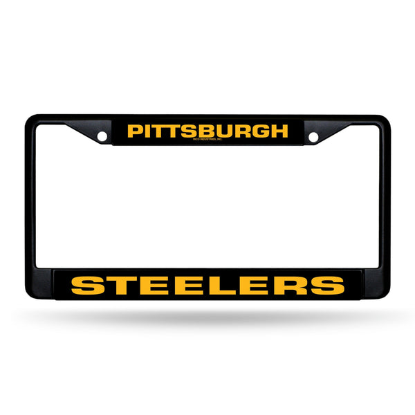 Wholesale Pittsburgh Steelers Black Chrome Frame W/ Printed Inserts (Yellow On Black)