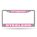 Wholesale Pittsburgh Steelers Chrome Frame W/ Printed Inserts - Pink Bkg