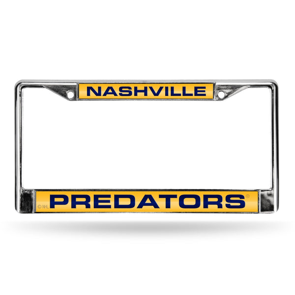 Wholesale Predators Laser Chrome Frame - Yellow Background With Navy Letters