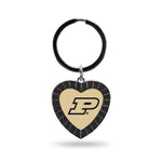 Wholesale Purdue Black Rhinestone Heart Keychain