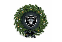 Wholesale Raiders Holiday Wreath Shape Cut Pennant