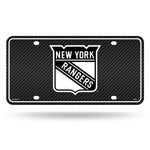 Wholesale Rangers - Ny - Carbon Fiber Design - Metal Auto Tag