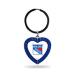 Wholesale Rangers - NY Colored Rhinestone Heart Keychain - Royal