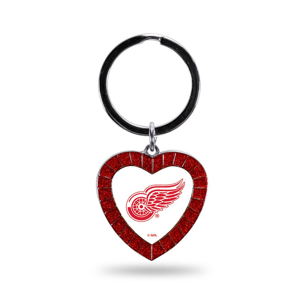 Wholesale Red Wings Colored Rhinestone Heart Keychain - Red