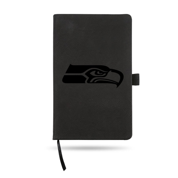 Wholesale Seahawks Laser Engraved Black Notepad With Elastic Band - Generic