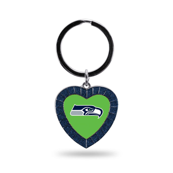 Wholesale Seahawks Navy Rhinestone Heart Keychain