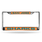 Wholesale Sharks Laser Chrome Frame - Orange Background With Aqua Letters