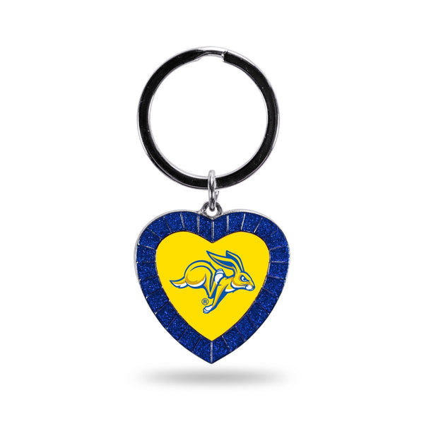 Wholesale South Dakota State University Royal Rhinestone Heart Keychain