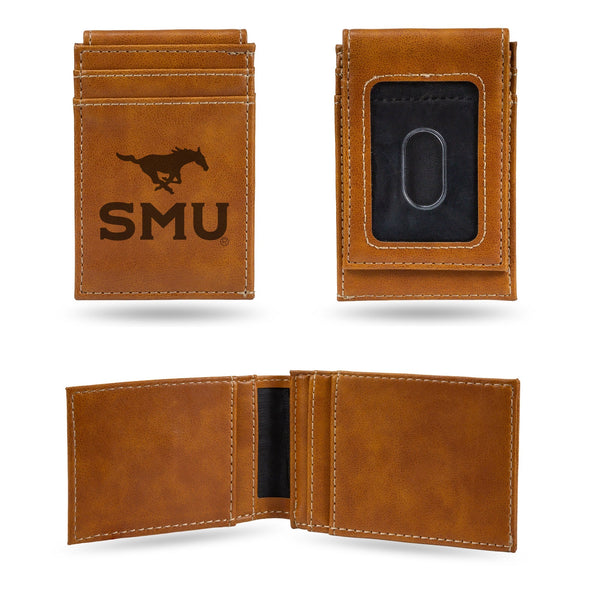 Wholesale Southern Methodist Laser Engraved Front Pocket Wallet - Brown