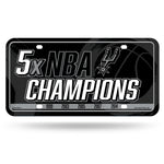 Wholesale Spurs : 5 Time NBA Champs Metal Auto Tag