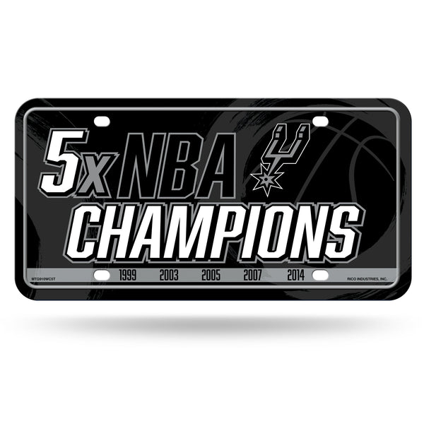 Wholesale Spurs : 5 Time NBA Champs Metal Auto Tag