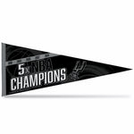 Wholesale Spurs : 5 Time Nba Champs Soft Felt Carded Pennant (12X30)