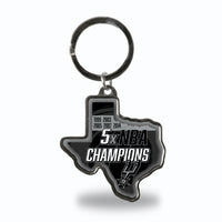 Wholesale Spurs : 5 Time NBA Champs State Shaped Keychain (Texas)