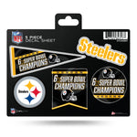 Wholesale Steelers 6 Time Super Bowl Champs 5-Pc Decal Sheet