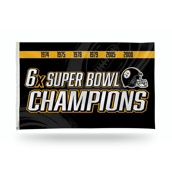 Wholesale Steelers 6 Time Super Bowl Champs Banner Flag