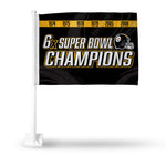 Wholesale Steelers 6 Time Super Bowl Champs Car Flag