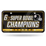 Wholesale Steelers 6 Time Super Bowl Champs Metal Auto Tag