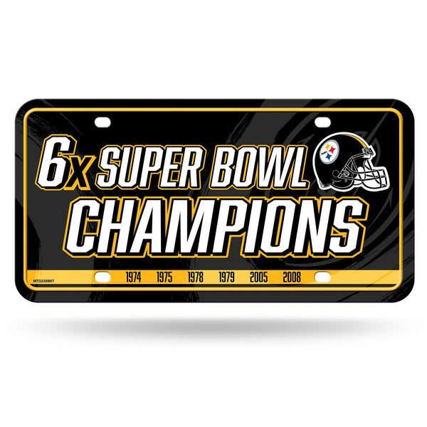 Wholesale Steelers 6 Time Super Bowl Champs Metal Auto Tag