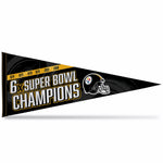 Wholesale Steelers 6 Time Super Bowl Champs Soft Felt Carded Pennant (12X30)