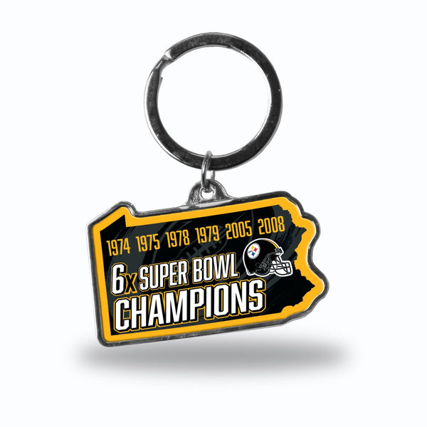 Wholesale Steelers 6 Time Super Bowl Champs State Shaped Keychain (Pennsylvania)