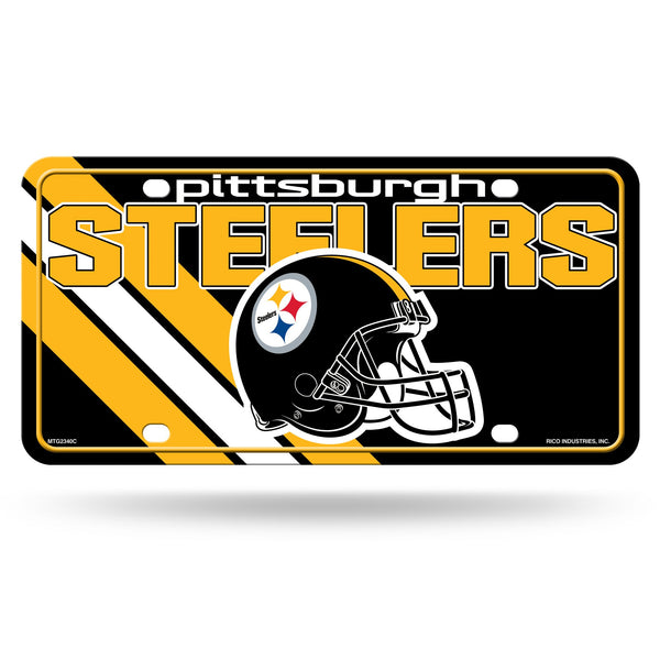 Wholesale Steelers Metal Auto Tag - Striped