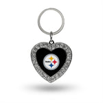 Wholesale Steelers Rhinestone Heart Keychain