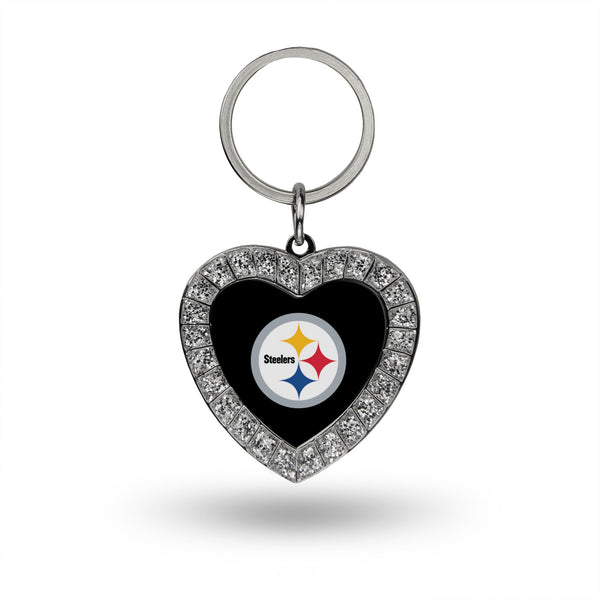 Wholesale Steelers Rhinestone Heart Keychain