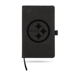 Wholesale Steelers Team Color Laser Engraved Notepad W/ Elastic Band - Black