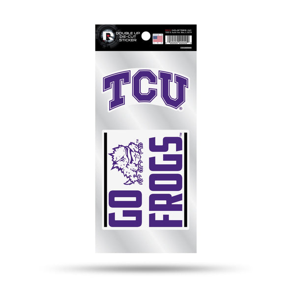 Wholesale Tcu Double Up Die Cut Sticker