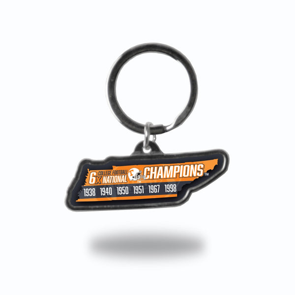 Wholesale Tennessee University 6 Time College Football Champs State Shaped Keychain (Tennessee)